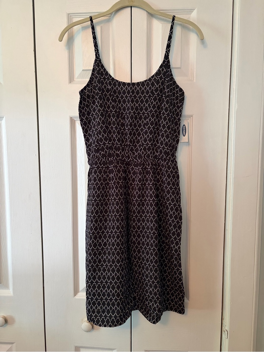 Old Navy Black and White Geometric Spaghetti Strap Mini Dress